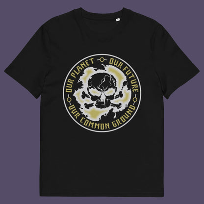 Black t-shirt. A save the planet t shirt for nature lovers who have environmental concern. Planet welfare should be something we can all agree on. Made from 100% organic ring-spun cotton, this save the Earth t shirt is unisex, high-quality, super comfy, and best of all, eco-friendly. Grey design.