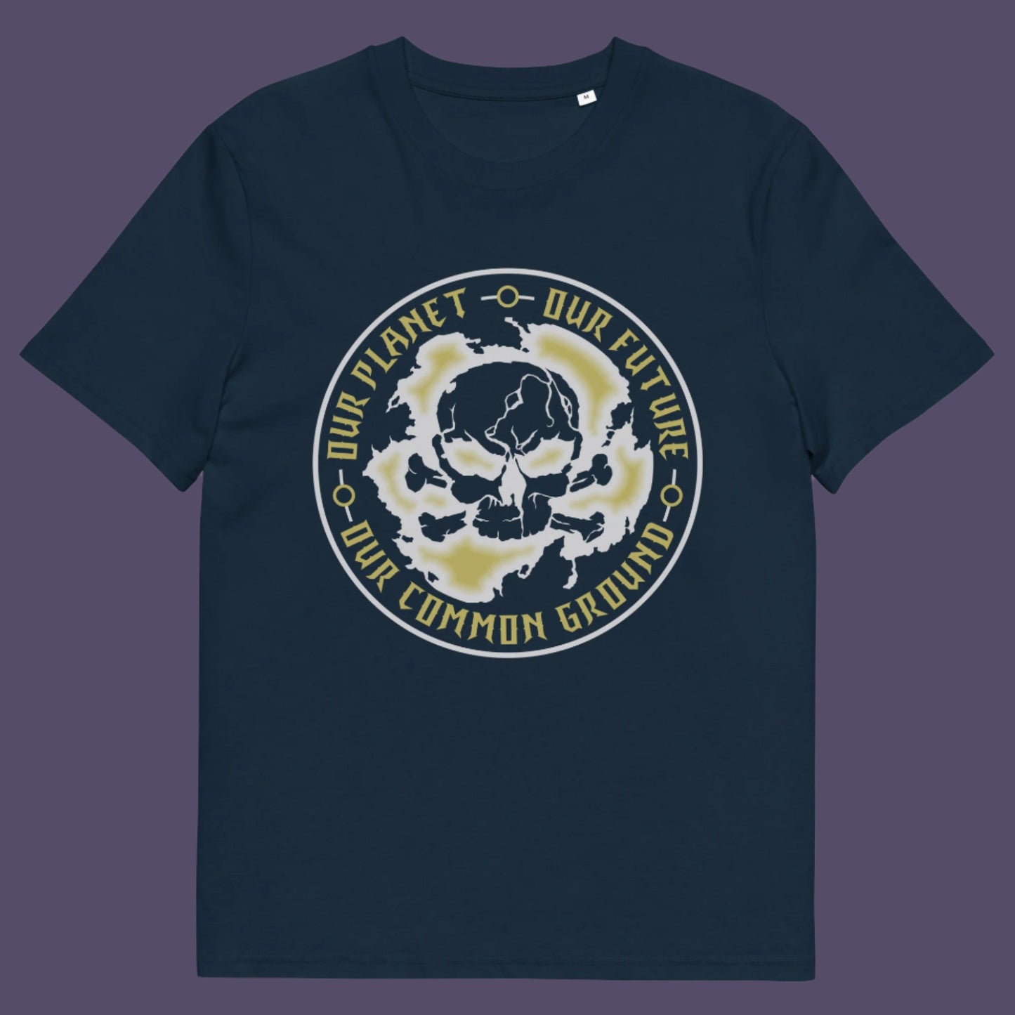 French navy t-shirt. A save the planet t shirt for nature lovers who have environmental concern. Planet welfare should be something we can all agree on. Made from 100% organic ring-spun cotton, this save the Earth t shirt is unisex, high-quality, super comfy, and best of all, eco-friendly. Grey design.