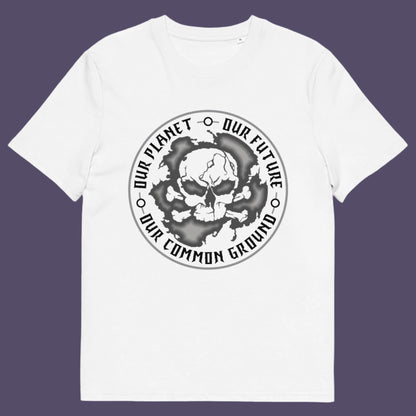 White t-shirt. A save the planet t shirt for nature lovers who have environmental concern. Planet welfare should be something we can all agree on. Made from 100% organic ring-spun cotton, this save the Earth t shirt is unisex, high-quality, super comfy, and best of all, eco-friendly. Grey design.