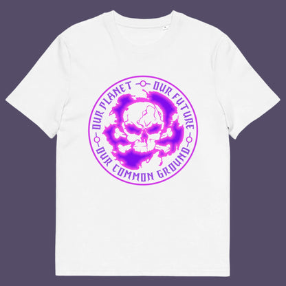 White t-shirt. A save the planet t shirt for nature lovers who have environmental concern. Planet welfare should be something we can all agree on. Made from 100% organic ring-spun cotton, this save the Earth t shirt is unisex, high-quality, super comfy, and best of all, eco-friendly. Pink design.