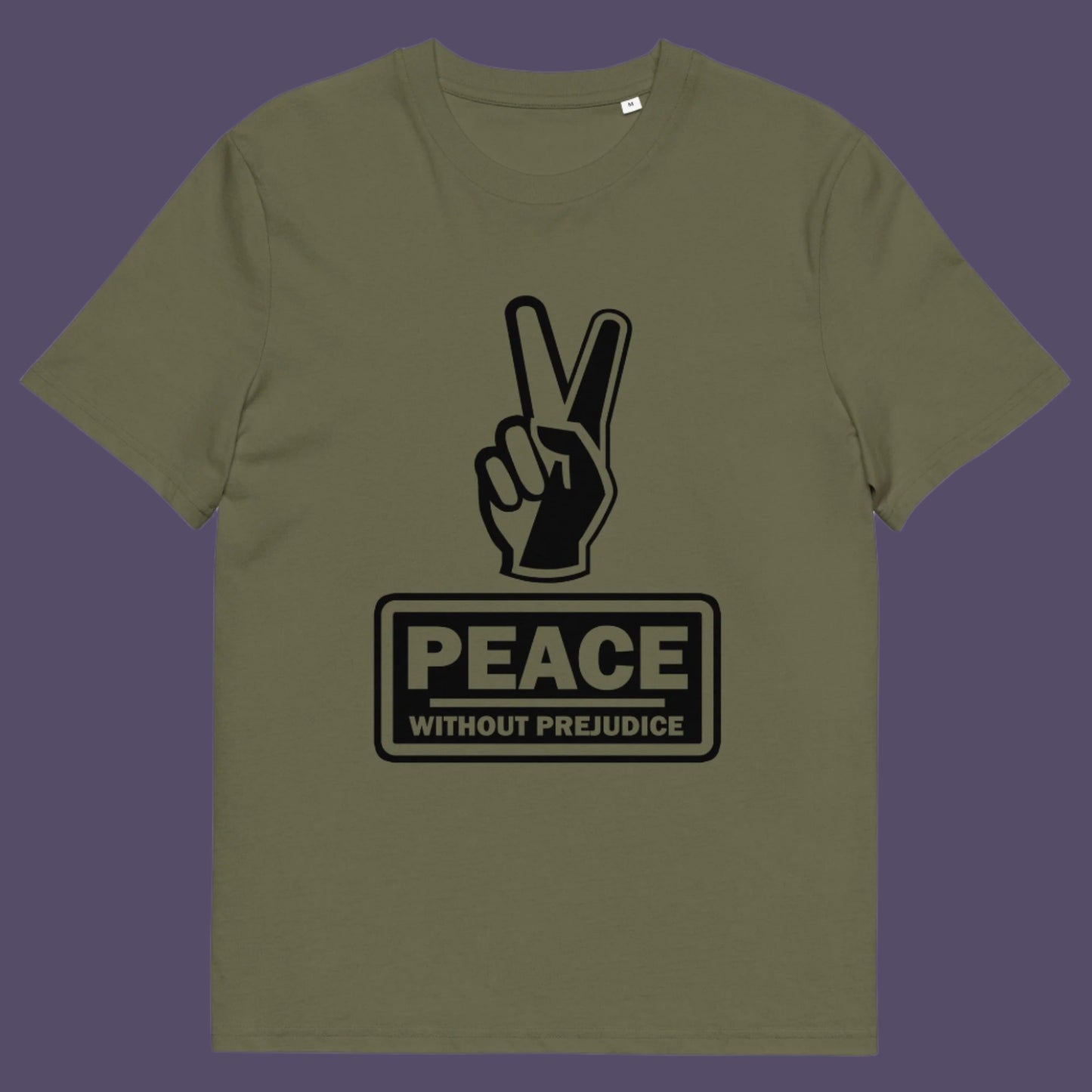 Khaki t-shirt. This anti-prejudice t-shirt highlights how equality is a key component of peace on Earth. For us to live in harmony we need to improve our emotional intelligence and acceptance of differences, especially when it comes to racial issues .Made from 100% organic ring-spun cotton, this anti racism, pro equality t-shirt is unisex, high-quality, super comfy, and best of all, eco-friendly.