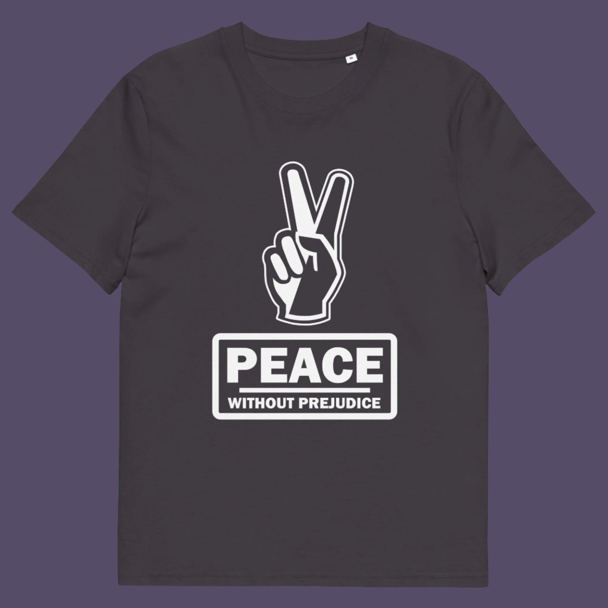 Grey t-shirt. This anti-prejudice t-shirt highlights how equality is a key component of peace on Earth. For us to live in harmony we need to improve our emotional intelligence and acceptance of differences, especially when it comes to racial issues .Made from 100% organic ring-spun cotton, this anti racism, pro equality t-shirt is unisex, high-quality, super comfy, and best of all, eco-friendly.