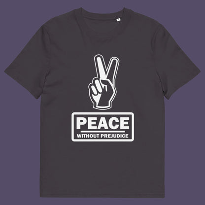 Grey t-shirt. This anti-prejudice t-shirt highlights how equality is a key component of peace on Earth. For us to live in harmony we need to improve our emotional intelligence and acceptance of differences, especially when it comes to racial issues .Made from 100% organic ring-spun cotton, this anti racism, pro equality t-shirt is unisex, high-quality, super comfy, and best of all, eco-friendly.
