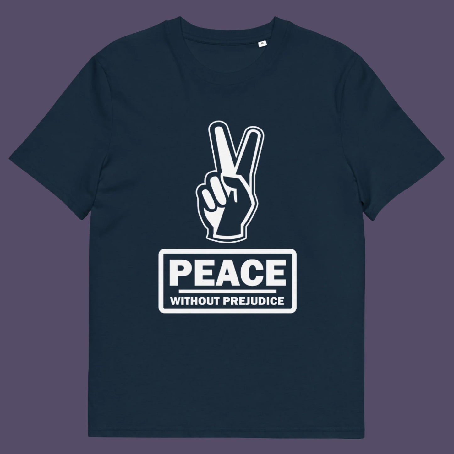 French navy t-shirt. This anti-prejudice t-shirt highlights how equality is a key component of peace on Earth. For us to live in harmony we need to improve our emotional intelligence and acceptance of differences, especially when it comes to racial issues .Made from 100% organic ring-spun cotton, this anti racism, pro equality t-shirt is unisex, high-quality, super comfy, and best of all, eco-friendly.