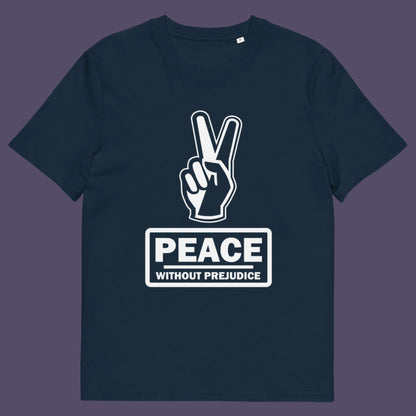French navy t-shirt. This anti-prejudice t-shirt highlights how equality is a key component of peace on Earth. For us to live in harmony we need to improve our emotional intelligence and acceptance of differences, especially when it comes to racial issues .Made from 100% organic ring-spun cotton, this anti racism, pro equality t-shirt is unisex, high-quality, super comfy, and best of all, eco-friendly.