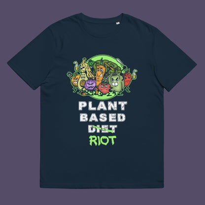 French navy t-shirt. A funny plant based dairy free t shirt design to highlight the speed at which people seem to be embracing a plant based diet. Welcome to the revolution ! Made from 100% organic ring-spun cotton, this funny meat free t shirt is unisex, high-quality, super comfy, and best of all, eco-friendly.