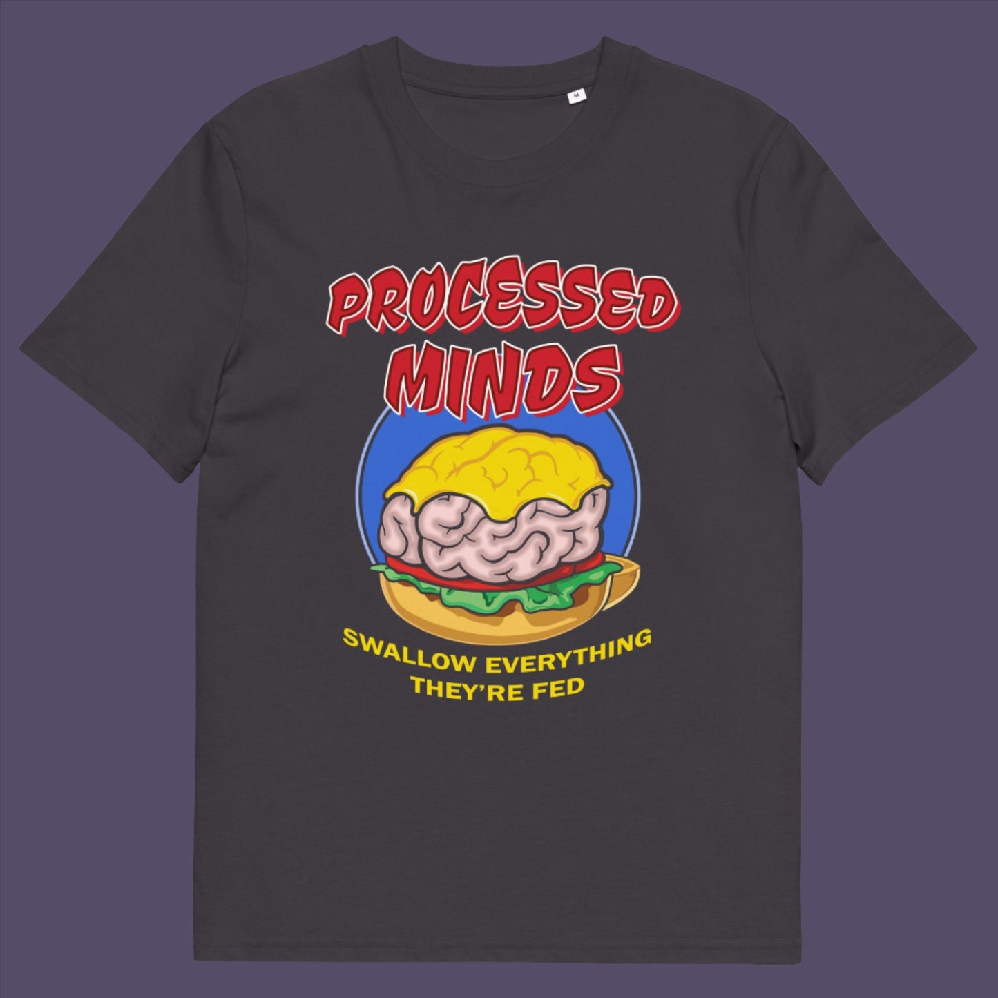 Grey t-shirt. This counterculture design represents the amount of influence and mental manipulation in circulation these days. Resist the brainwashing and bring back wild and organic independent thinking. Made from 100% organic ring-spun cotton, this social awareness t-shirt is unisex, high-quality, super comfy, and best of all, eco-friendly.