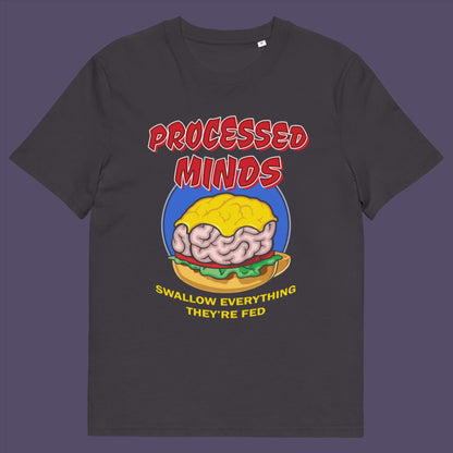 Grey t-shirt. This counterculture design represents the amount of influence and mental manipulation in circulation these days. Resist the brainwashing and bring back wild and organic independent thinking. Made from 100% organic ring-spun cotton, this social awareness t-shirt is unisex, high-quality, super comfy, and best of all, eco-friendly.