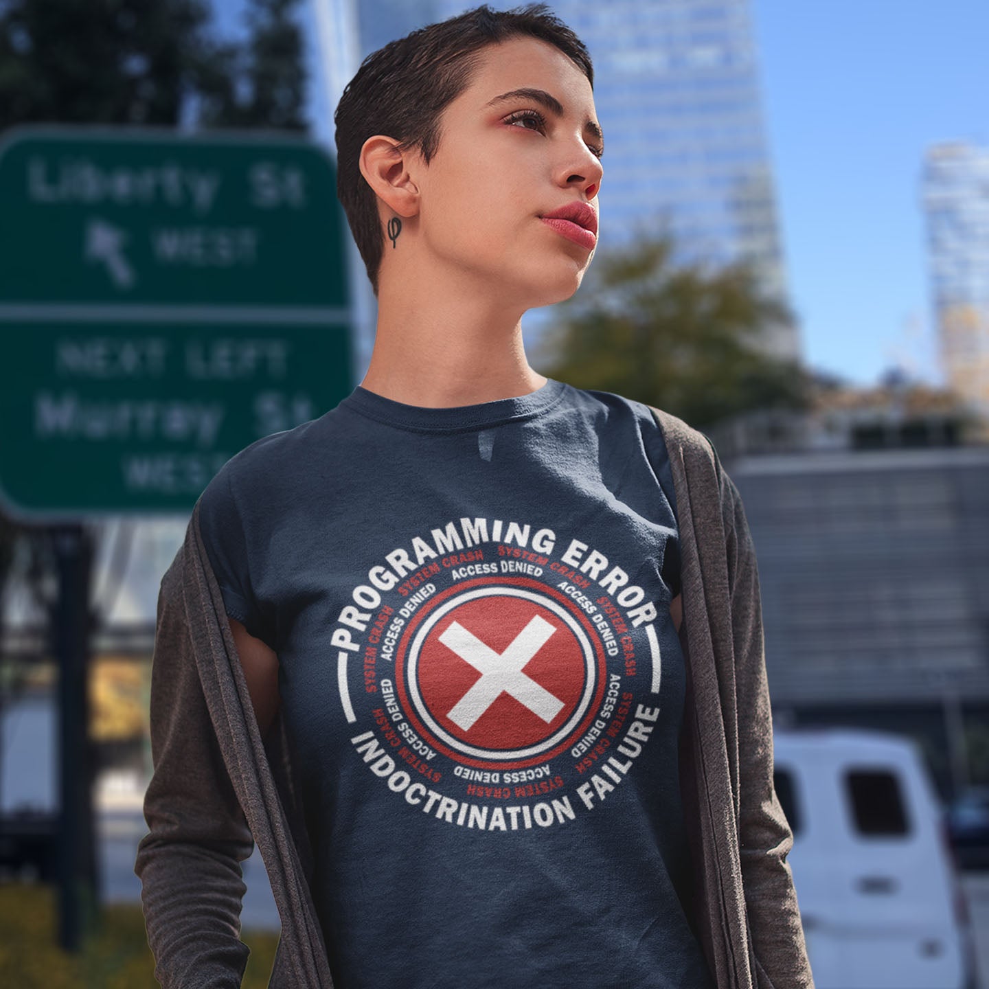 If you look around yourself at society and feel like you're missing something, it could be a programming error. Made from 100% organic ring-spun cotton, this unisex t-shirt is a total must-have. It's high-quality, super comfy, and best of all—eco-friendly.