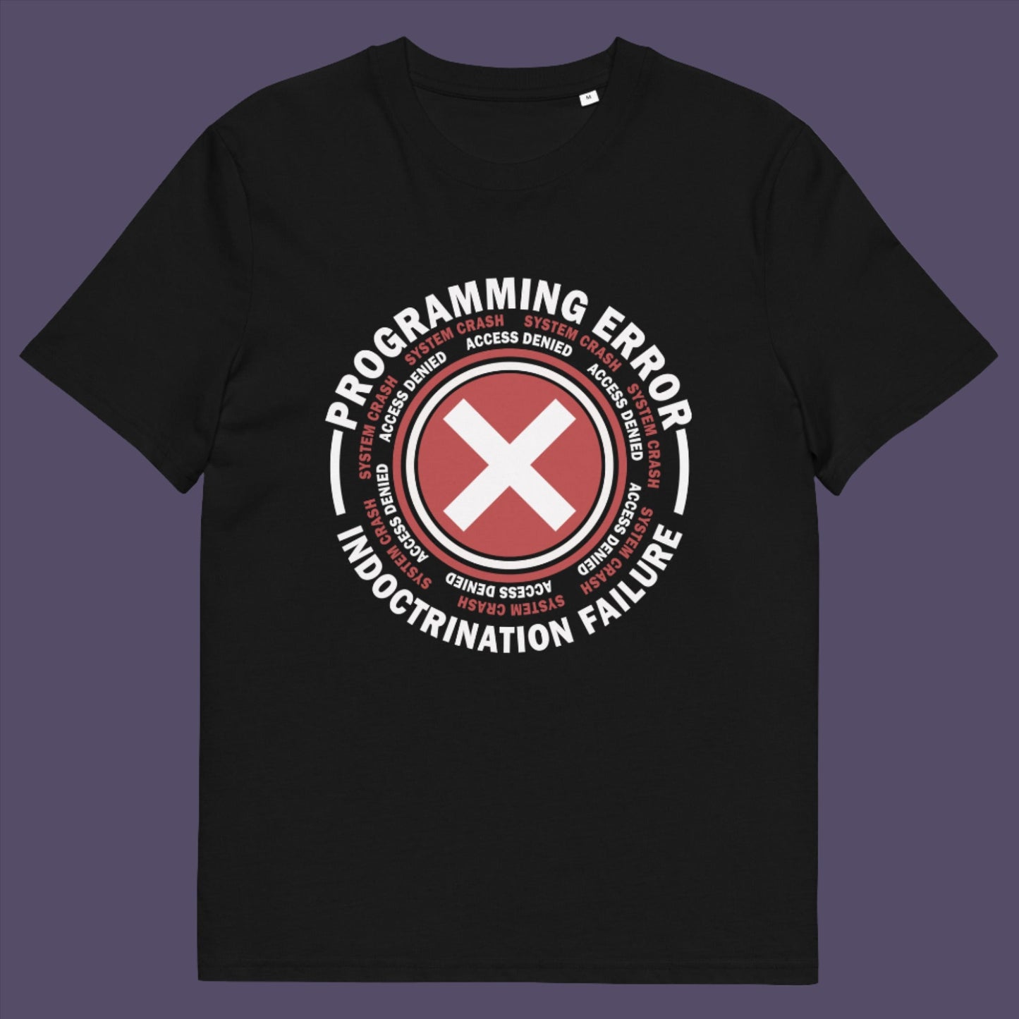 Black t-shirt. A true conspiracy theory t-shirt. If you don't think from the same hive mind as those around you and you missed out on some media brainwashing you'll love this sarcastic and satirical view of indoctrination and human programming. Made from 100% organic ring-spun cotton, this satirical conspiracy theory t-shirt is unisex, high-quality, super comfy, and best of all, eco-friendly.