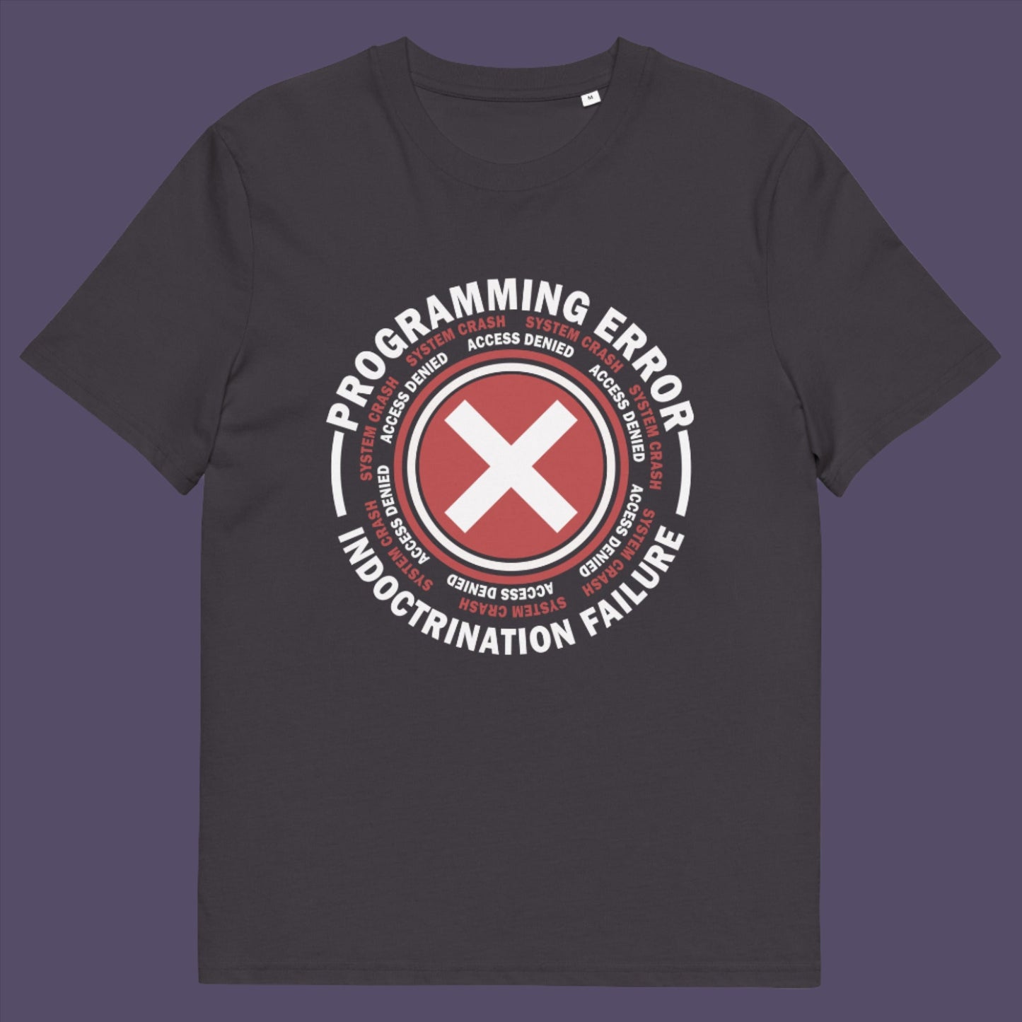 Anthracite t-shirt. A true conspiracy theory t-shirt. If you don't think from the same hive mind as those around you and you missed out on some media brainwashing you'll love this sarcastic and satirical view of indoctrination and human programming. Made from 100% organic ring-spun cotton, this satirical conspiracy theory t-shirt is unisex, high-quality, super comfy, and best of all, eco-friendly.