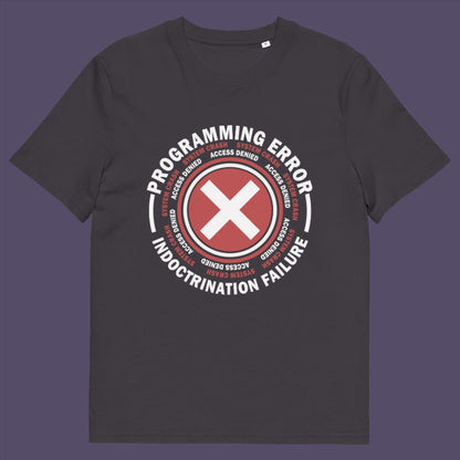 Anthracite t-shirt. A true conspiracy theory t-shirt. If you don't think from the same hive mind as those around you and you missed out on some media brainwashing you'll love this sarcastic and satirical view of indoctrination and human programming. Made from 100% organic ring-spun cotton, this satirical conspiracy theory t-shirt is unisex, high-quality, super comfy, and best of all, eco-friendly.