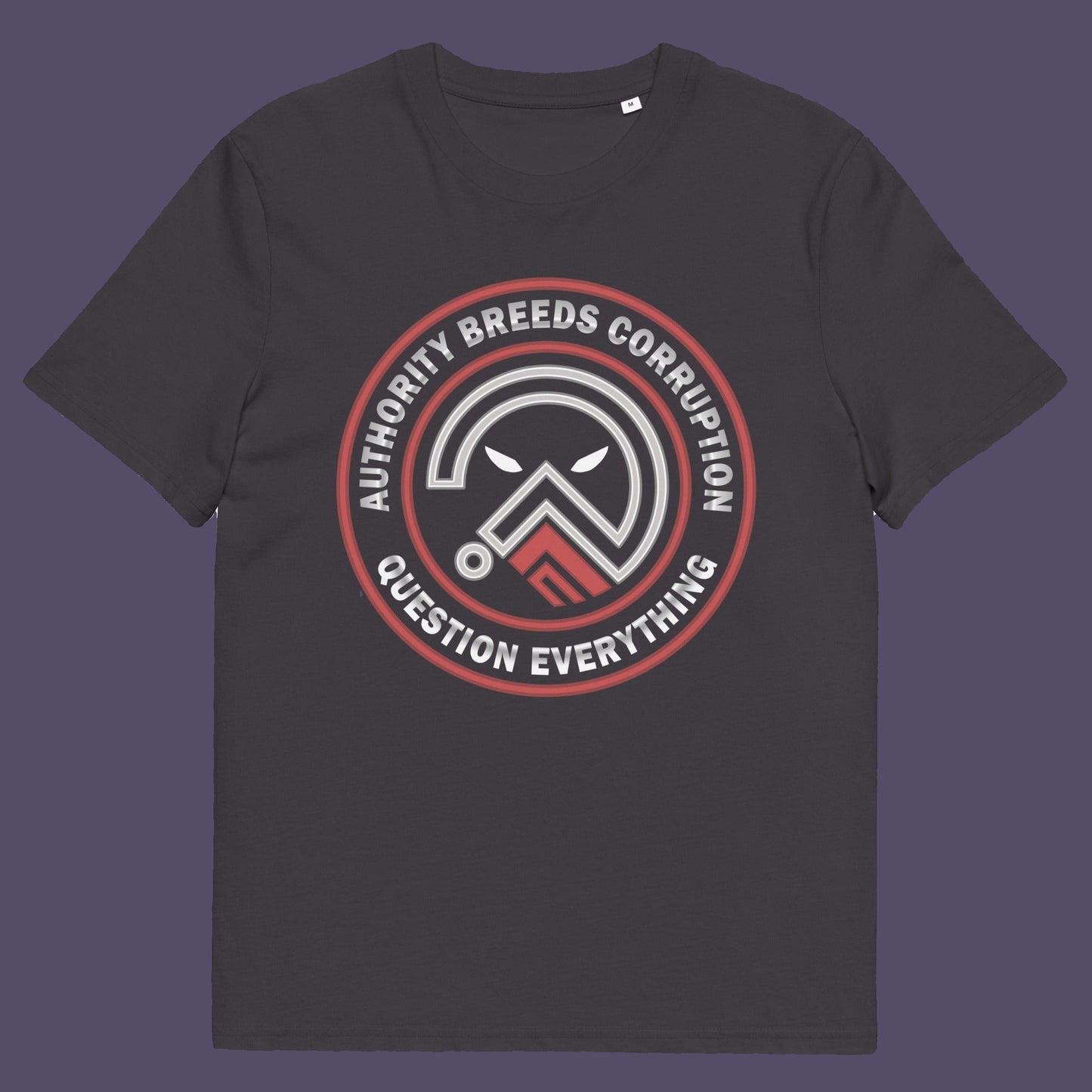 Anthracite t shirt. A question everything t shirt for everyday defiance or leading the next protest rally. Help create social awareness of the dark side of human nature, how power corrupts and authority is abused. To be worn with pride in support of a world where authority should be answerable to the people who put them there. Made from 100% organic ring-spun cotton, this broken society t shirt is unisex, high quality, super comfy, and best of all, eco-friendly.