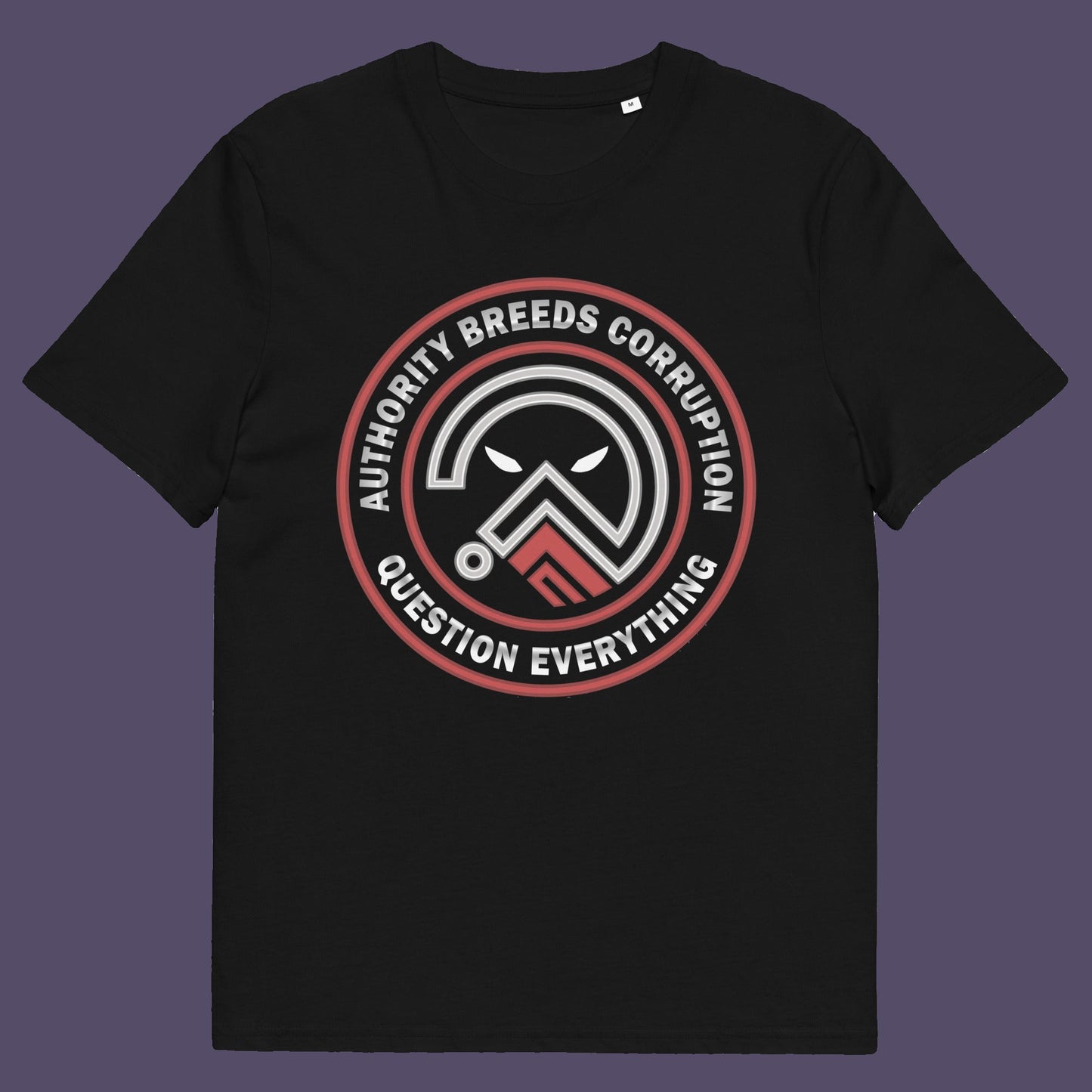 Black t shirt. A question everything t shirt for everyday defiance or leading the next protest rally. Help create social awareness of the dark side of human nature, how power corrupts and authority is abused. To be worn with pride in support of a world where authority should be answerable to the people who put them there. Made from 100% organic ring-spun cotton, this broken society t shirt is unisex, high quality, super comfy, and best of all, eco-friendly.