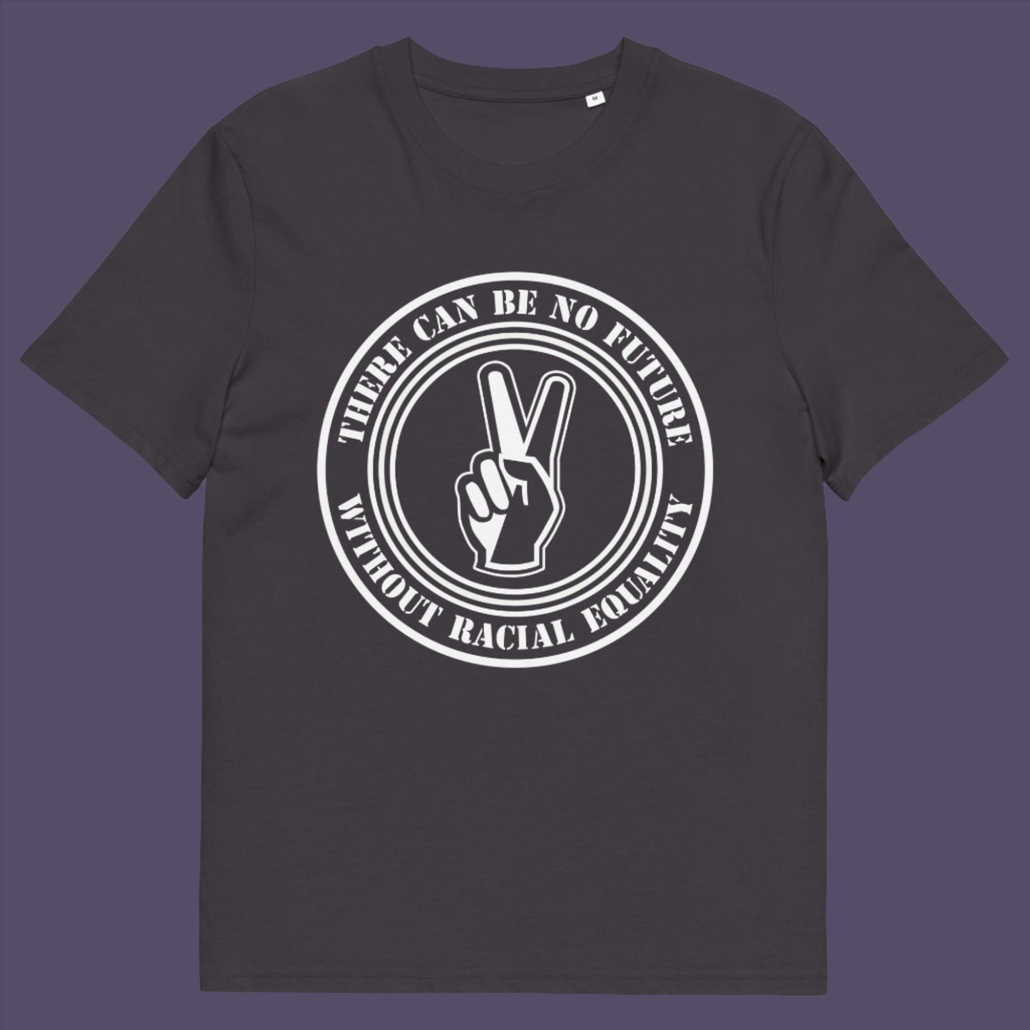 Anthracite t-shirt. An anti-racism t-shirt denouncing prejudice. Peace without prejudice. There can be no future without racial equality. Made from 100% organic ring-spun cotton, this social awareness anti racism t-shirt is unisex, high-quality, super comfy, and best of all, eco-friendly.