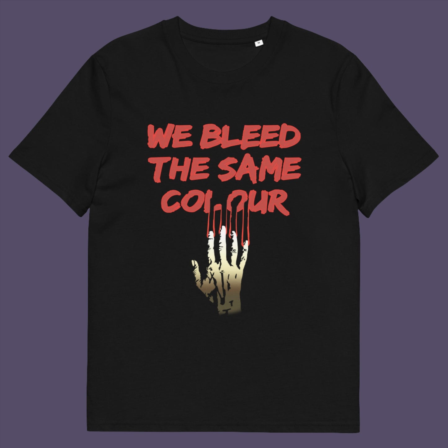 Black t-shirt. This anti racism t-shirt design highlights how shallow racism is. show you stand against prejudice with this street style underground art on apparel. Made from 100% organic ring-spun cotton, this social awareness anti racism t-shirt is unisex, high-quality, super comfy, and best of all, eco-friendly.