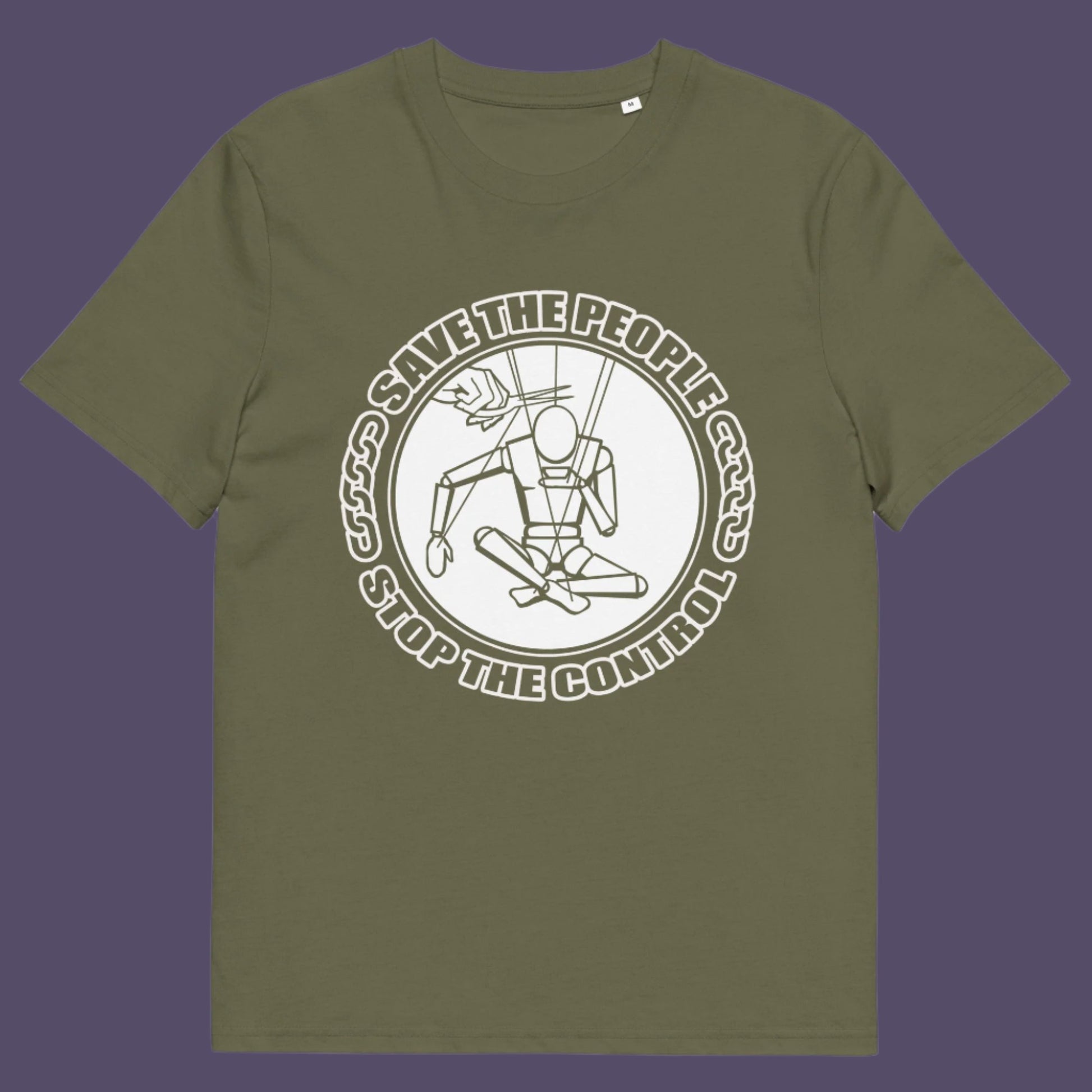 Khaki t-shirt. This civil rights t shirt carries an anti-dictatorship message and encourages independent thought and social awareness. A unique design promoting freedom of choice and a less controlling government. Made from 100% organic ring-spun cotton, this civil liberties t shirt is unisex, high-quality, super comfy, and best of all, eco-friendly.