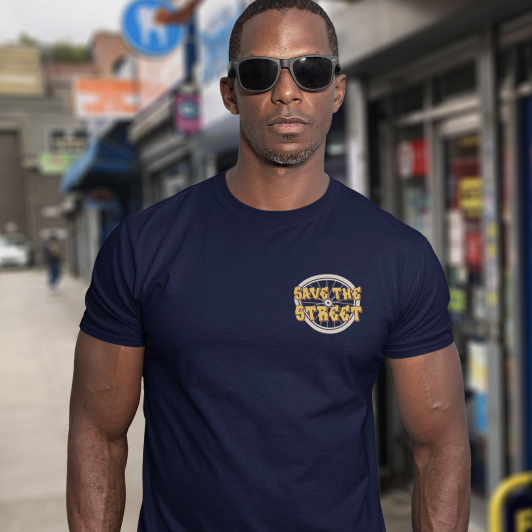 This street art t shirt stencil represents inner city street life as a culture of it's own. There is a ground level reality mixed with trustworthy honestly at street level in towns and cities across the planet that cannot be replicated by social media. Wherever you are in the world, may the street be with you. Made from 100% organic ring-spun cotton, this urban art t shirt is unisex, high-quality, super comfy, and best of all, eco-friendly.
