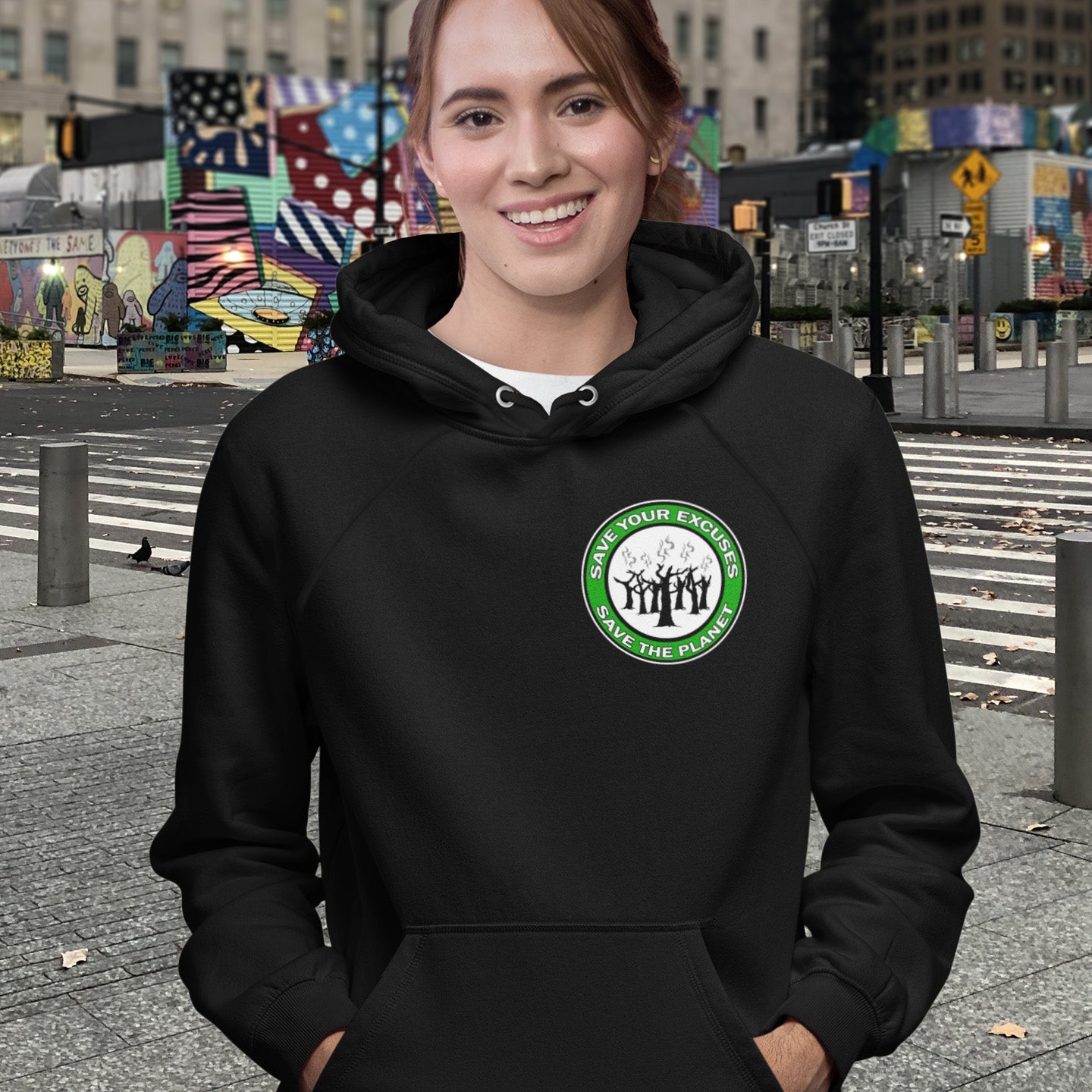 It's time to stop making poor excuses for why we haven't got around to saving the planet yet. Comfortable and practical. It's extra soft and has a convenient front pouch pocket. Made from organic cotton and recycled polyester, this environmental awareness hoodie is a great eco-friendly choice.