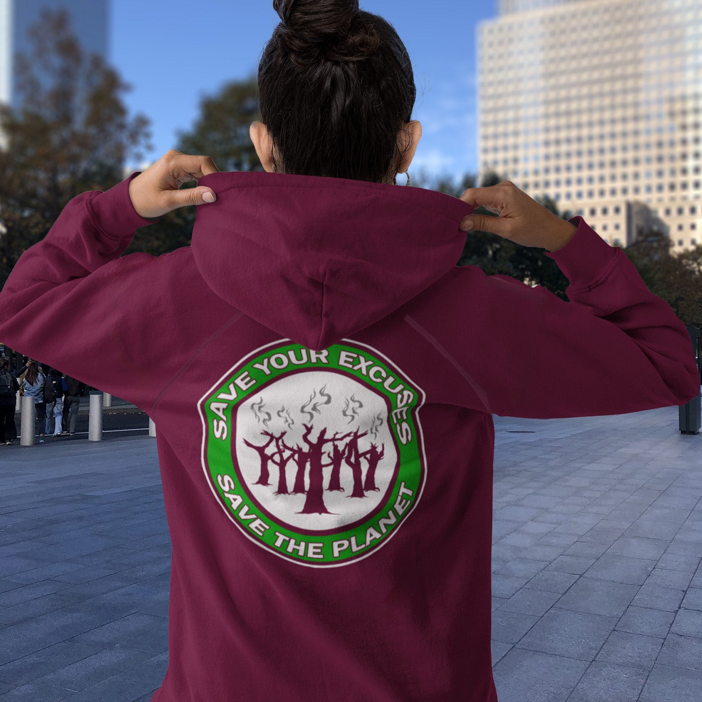 It's time to stop making poor excuses for why we haven't got around to saving the planet yet. Comfortable and practical. It's extra soft and has a convenient front pouch pocket. Made from organic cotton and recycled polyester, this environmental awareness hoodie is a great eco-friendly choice.