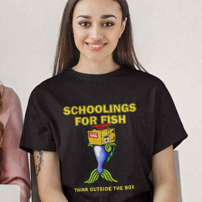 Person wearing a black t-shirt with a colourful graphic and text. This alternative education non conformist t shirt design conveys a feeling that we are not quite being taught the full picture by our educational system. Great choice for any disgruntled student. Made from 100% organic ring-spun cotton, this witty counter culture t shirt is unisex, high-quality, super comfy, and best of all, eco-friendly.