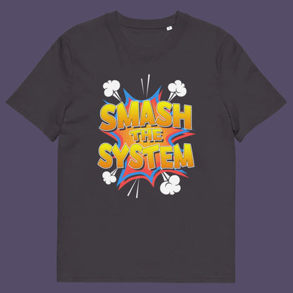 Anthracite t-shirt. A funny political t-shirt in a comic book style. A unique design for all you politically impatient comic book fans. Made from 100% organic ring-spun cotton, this humorous political t-shirt is unisex, high-quality, super comfy, and best of all, eco-friendly.