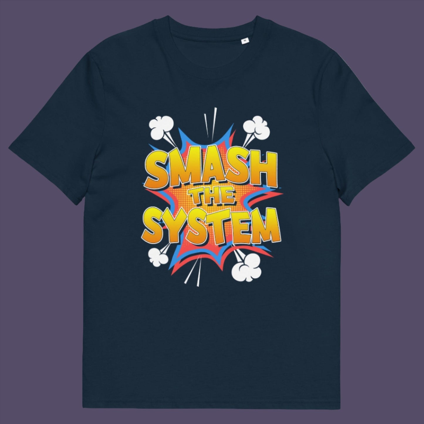 French navy t-shirt. A funny political t-shirt in a comic book style. A unique design for all you politically impatient comic book fans. Made from 100% organic ring-spun cotton, this humorous political t-shirt is unisex, high-quality, super comfy, and best of all, eco-friendly.