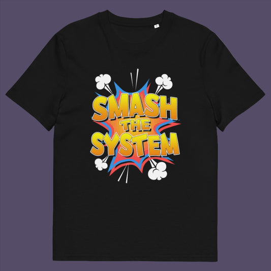 Black t-shirt. An anti government t shirt in a comic book style. A unique design for all you politically impatient comic book fans. Made from 100% organic ring-spun cotton, this non conformist t shirt is unisex, high-quality, super comfy, and best of all, eco-friendly.