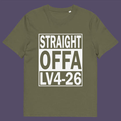 Khaki t-shirt. This 'Alien' the movie t-shirt is subtle and loud at the same time' A design for fans of N.W.A and Alien movie lovers. Made from 100% organic ring-spun cotton, this witty sci-fi t-shirt is unisex, high-quality, super comfy, and best of all, eco-friendly.