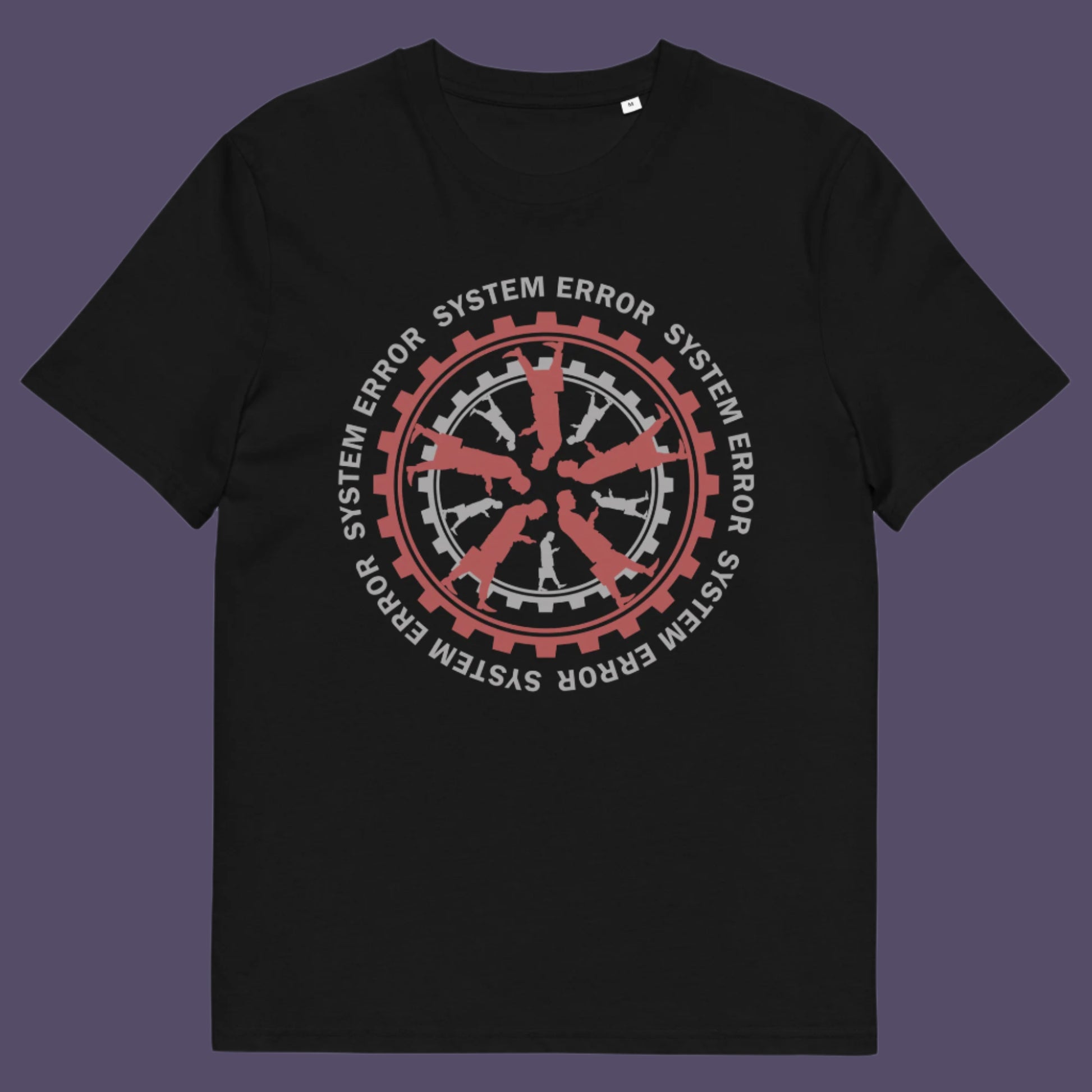 Black t shirt. An anti corporate t shirt design for people who want more out of life than a well oiled machine for soulless robots. This system error t shirt warns that it's the whole system that is the problem not the details. Made from 100% organic ring-spun cotton, this anti corporate t shirt is unisex, high-quality, super comfy, and best of all, eco-friendly.
