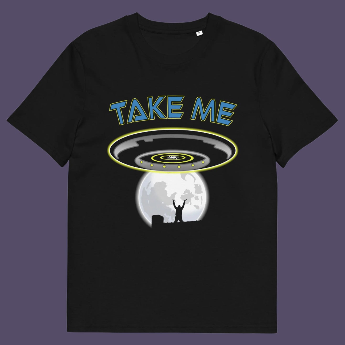 Black t-shirt. This alien abduction t shirt is a must for everyone who feels they have you had enough of this planet or, more to the point, the human race. Do you sometimes think you would be better off being abducted ? Made from 100% organic ring-spun cotton, this cool sci fi t shirt is unisex, high-quality, super comfy, and best of all, eco-friendly.