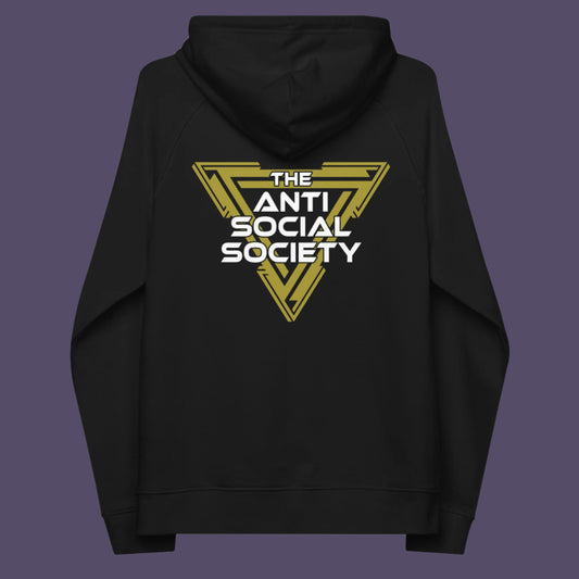 This anti-social clothing design gives you an oxymoron to ponder, the more and more you don't want to be a member, the more you become one. A satirical counterculture dig at modern society. Comfortable and practical. It's extra soft and has a convenient front pouch pocket. Made from organic cotton and recycled polyester, this social awareness hoodie is a great eco-friendly choice.