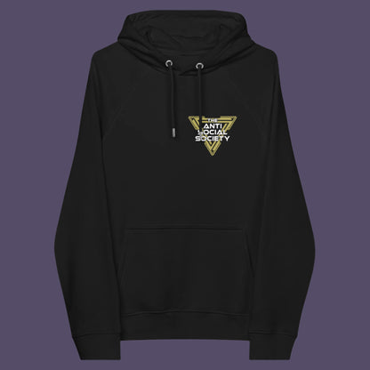 This anti-social clothing design gives you an oxymoron to ponder, the more and more you don't want to be a member, the more you become one. A satirical counterculture dig at modern society. Comfortable and practical. It's extra soft and has a convenient front pouch pocket. Made from organic cotton and recycled polyester, this social awareness hoodie is a great eco-friendly choice.