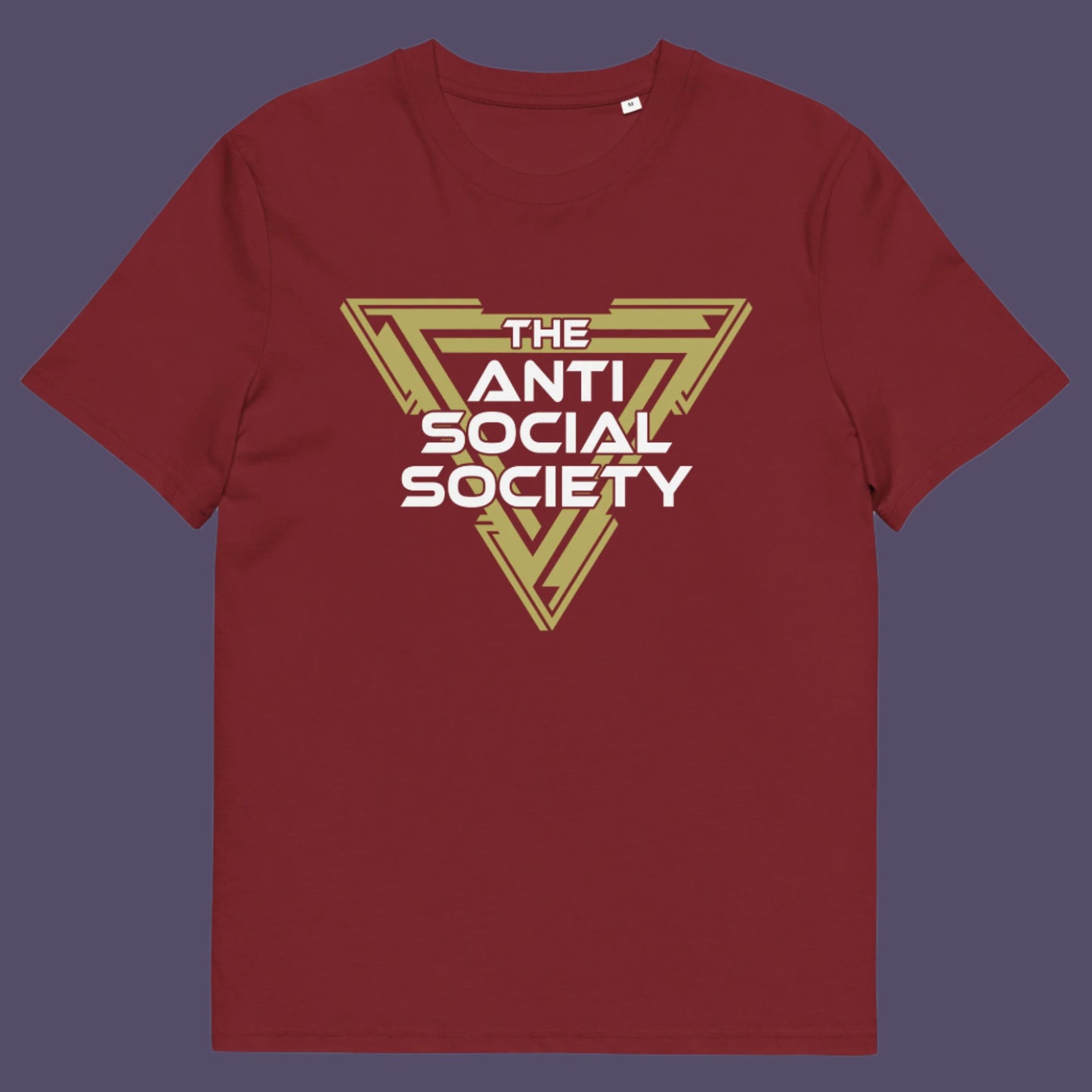 Burgundy t-shirt. This anti-social t-shirt design gives you an oxymoron to ponder, the more and more you don't want to be a member, the more you become one. A satirical counterculture dig at modern society Made from 100% organic ring-spun cotton, this social awareness t-shirt is unisex, high-quality, super comfy, and best of all, eco-friendly.