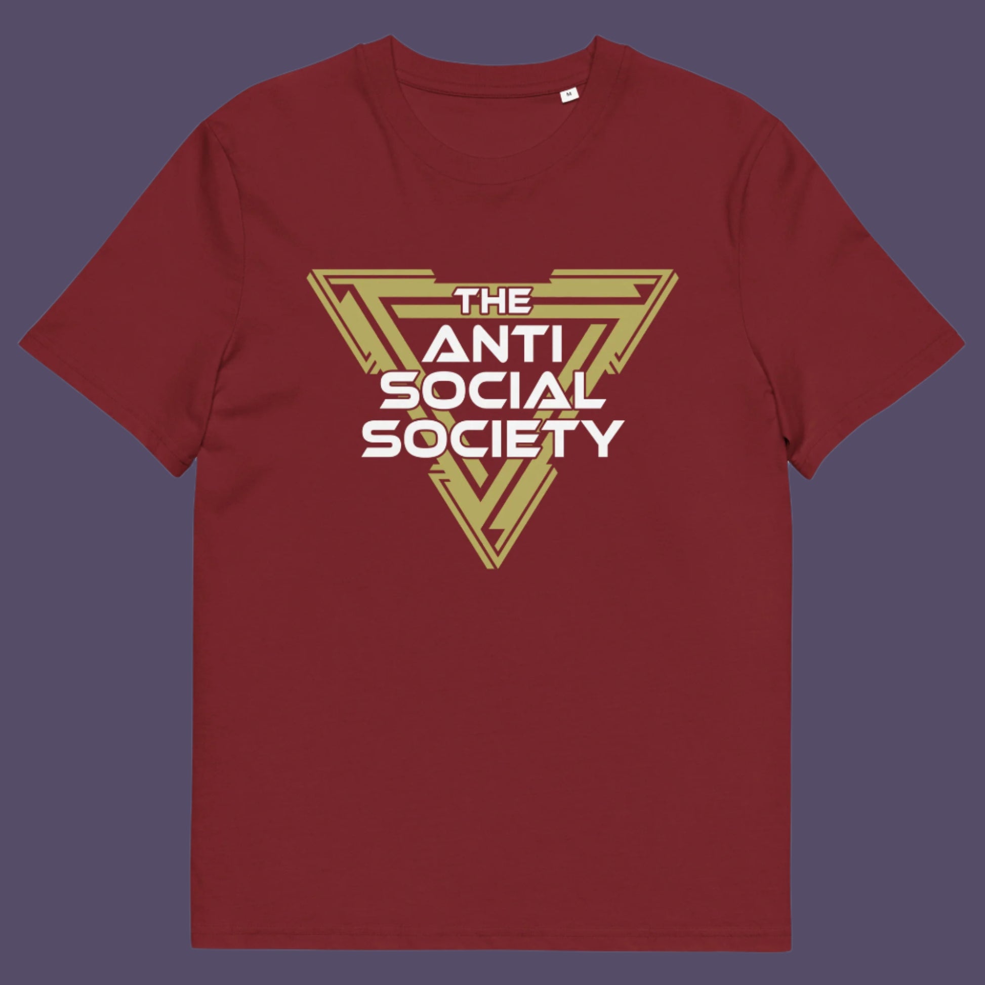 Burgundy t-shirt. This anti-social t-shirt design gives you an oxymoron to ponder, the more and more you don't want to be a member, the more you become one. A satirical counterculture dig at modern society Made from 100% organic ring-spun cotton, this social awareness t-shirt is unisex, high-quality, super comfy, and best of all, eco-friendly.