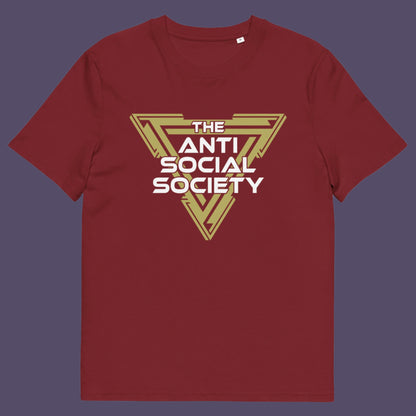 Burgundy t-shirt. This anti-social t-shirt design gives you an oxymoron to ponder, the more and more you don't want to be a member, the more you become one. A satirical counterculture dig at modern society Made from 100% organic ring-spun cotton, this social awareness t-shirt is unisex, high-quality, super comfy, and best of all, eco-friendly.