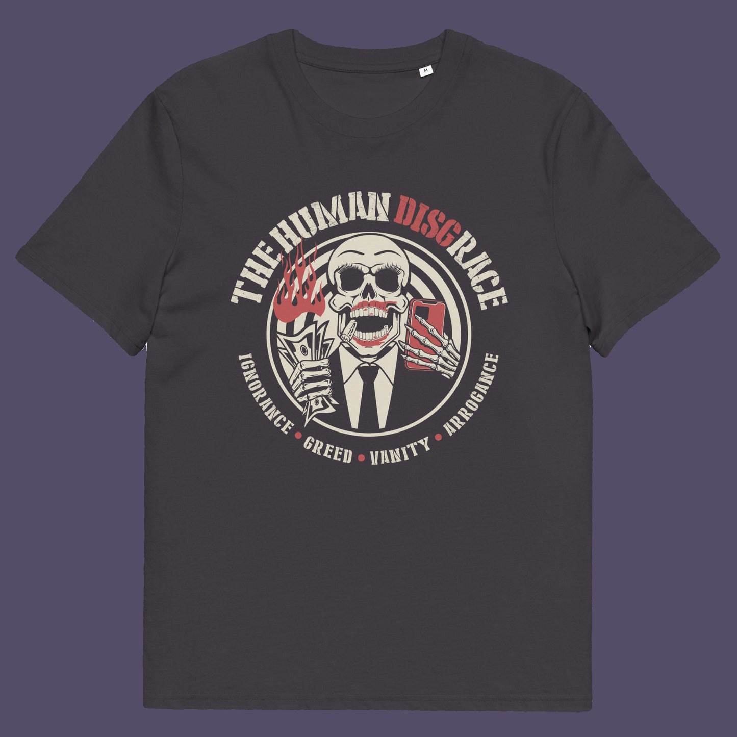 Anthracite t shirt. This broken society t shirt exposes the dark side of people. A great urban art design if you believe the human race has descended into a disgrace and we need educating about our own weaknesses before it's too late. Made from 100% organic ring-spun cotton, these social issues t shirts are unisex, high quality, super comfy, and best of all, eco-friendly.