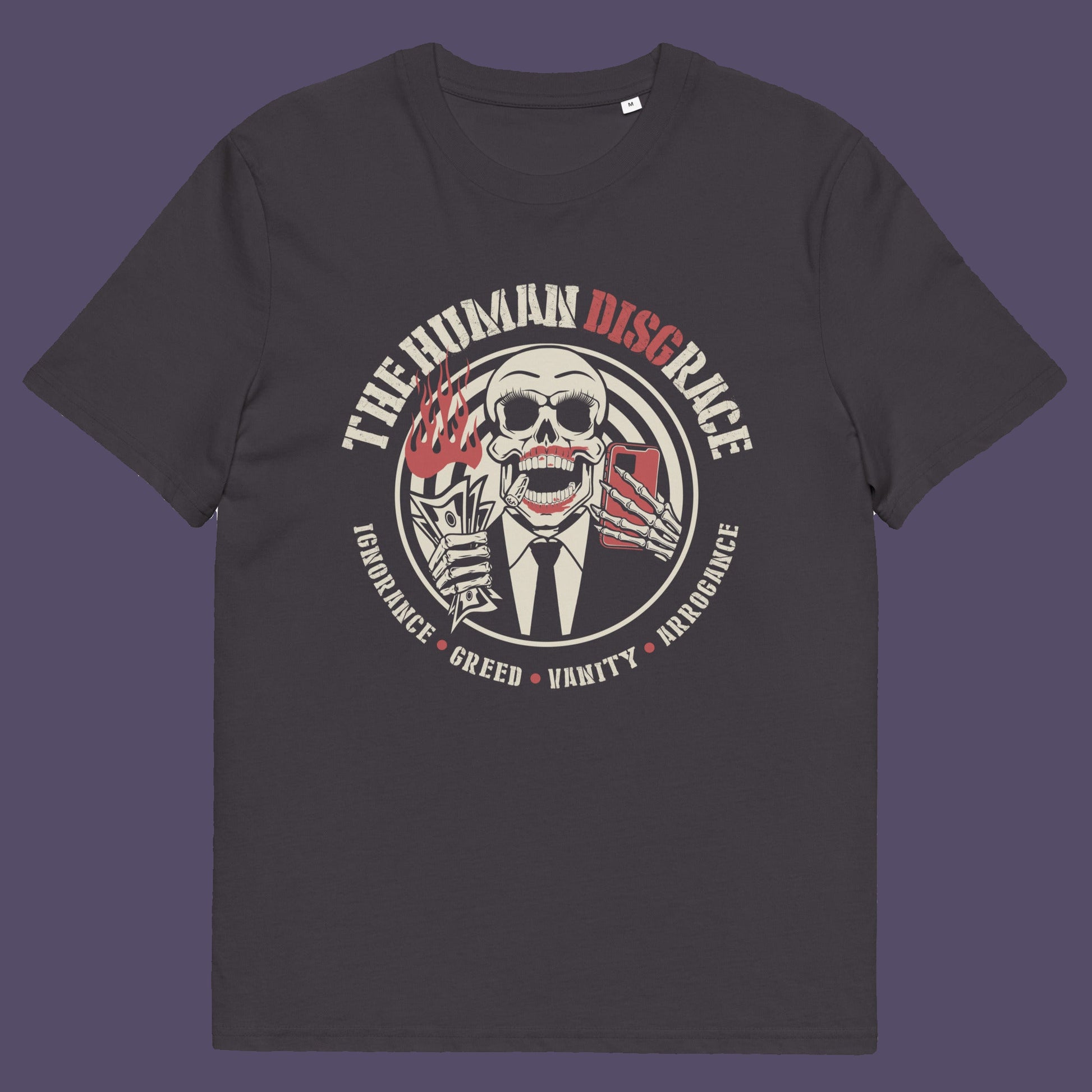 Anthracite t shirt. This broken society t shirt exposes the dark side of people. A great urban art design if you believe the human race has descended into a disgrace and we need educating about our own weaknesses before it's too late. Made from 100% organic ring-spun cotton, these social issues t shirts are unisex, high quality, super comfy, and best of all, eco-friendly.