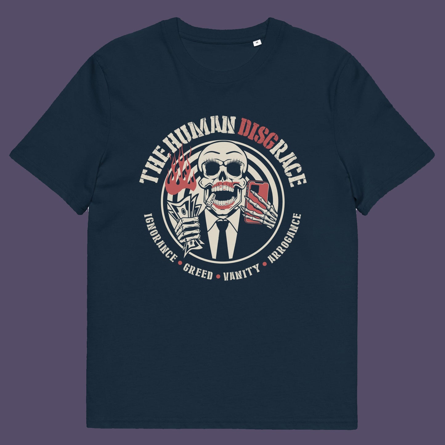 French navy t shirt. This broken society t shirt exposes the dark side of people. A great urban art design if you believe the human race has descended into a disgrace and we need educating about our own weaknesses before it's too late. Made from 100% organic ring-spun cotton, these social issues t shirts are unisex, high quality, super comfy, and best of all, eco-friendly.