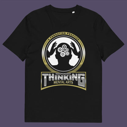 Black t-shirt. A satirical t-shirt suggesting independent thinking is a forgotten art since we let machines think for us. Promote independent thinking with this some what sarcastic t-shirt. Made from 100% organic ring-spun cotton, this satirical &amp; sarcastic t-shirt is unisex, high-quality, super comfy, and best of all, eco-friendly.