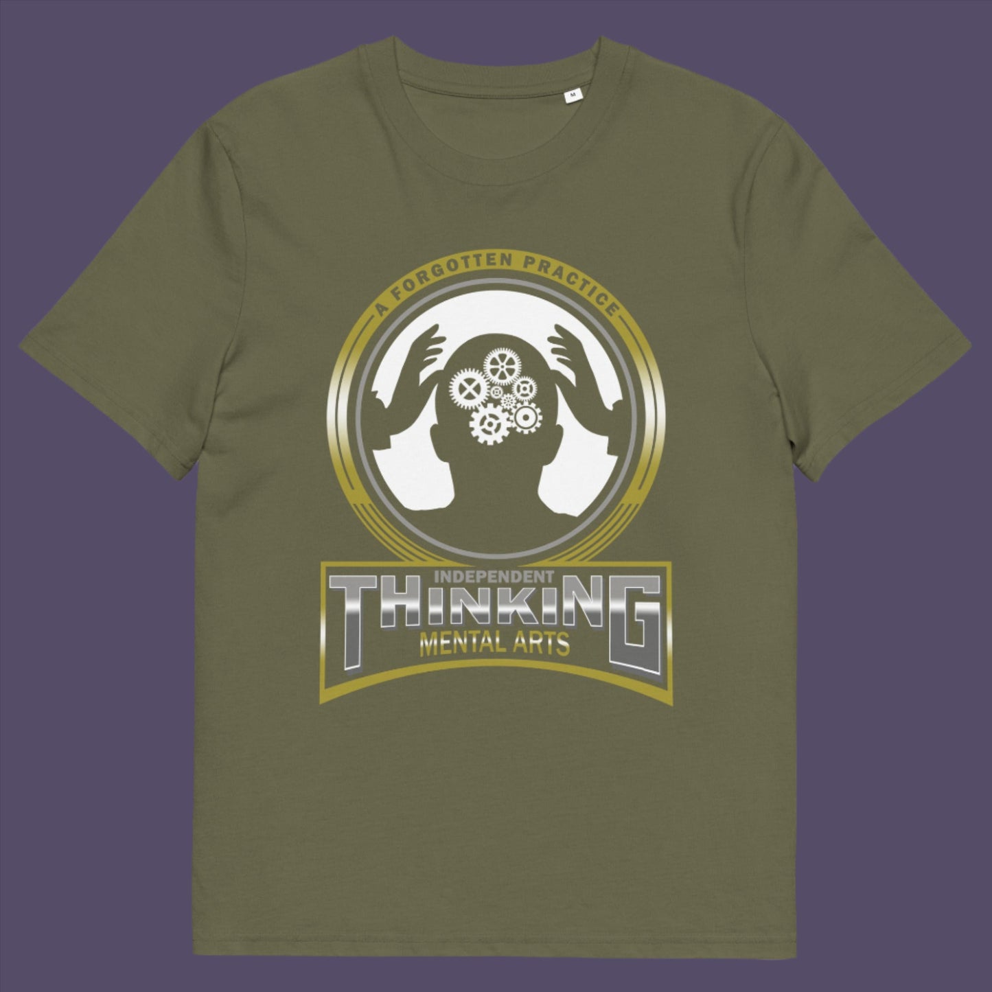 Khaki t-shirt. A satirical t-shirt suggesting independent thinking is a forgotten art since we let machines think for us. Promote independent thinking with this some what sarcastic t-shirt. Made from 100% organic ring-spun cotton, this satirical &amp; sarcastic t-shirt is unisex, high-quality, super comfy, and best of all, eco-friendly.