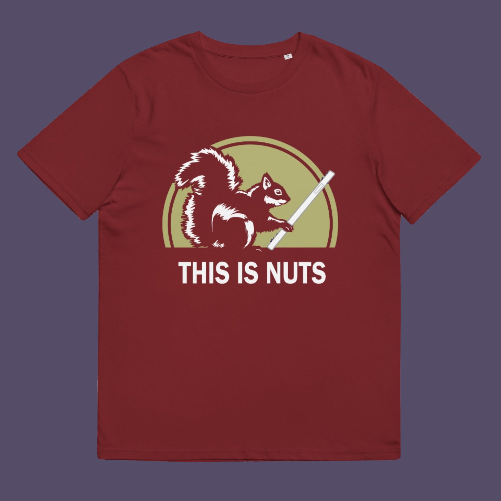 Burgundy t-shirt. A funny mobile phone abuse t-shirt. Just about everyone is glued to a mobile phone these days. It's crazy. Increase social awareness of over use with this unique design. Made from 100% organic ring-spun cotton, this anti-mobile abuse t-shirt is unisex, high-quality, super comfy, and best of all, eco-friendly.