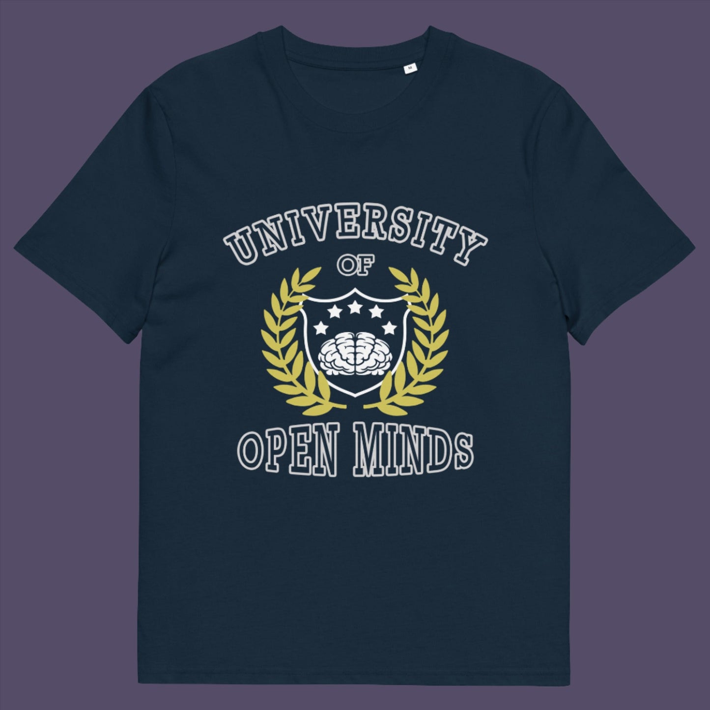 French navy t-shirt. A cool graphic design for the liberal minded. If you think outside the box then this university is for you. Only practical lessons and no student loan required. Made from 100% organic ring-spun cotton, this social awareness t-shirt is unisex, high-quality, super comfy, and best of all, eco-friendly.