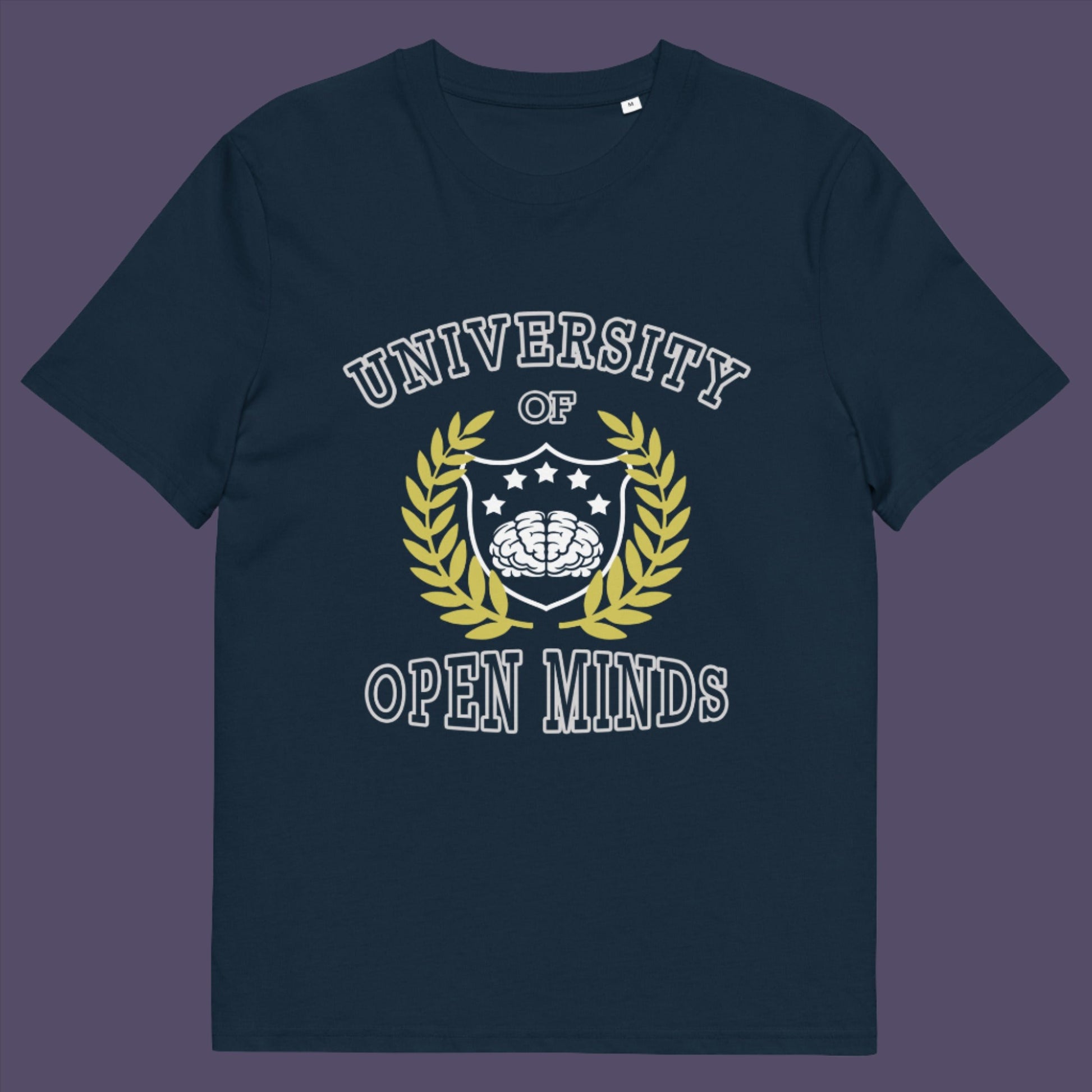 French navy t-shirt. A cool graphic design for the liberal minded. If you think outside the box then this university is for you. Only practical lessons and no student loan required. Made from 100% organic ring-spun cotton, this social awareness t-shirt is unisex, high-quality, super comfy, and best of all, eco-friendly.