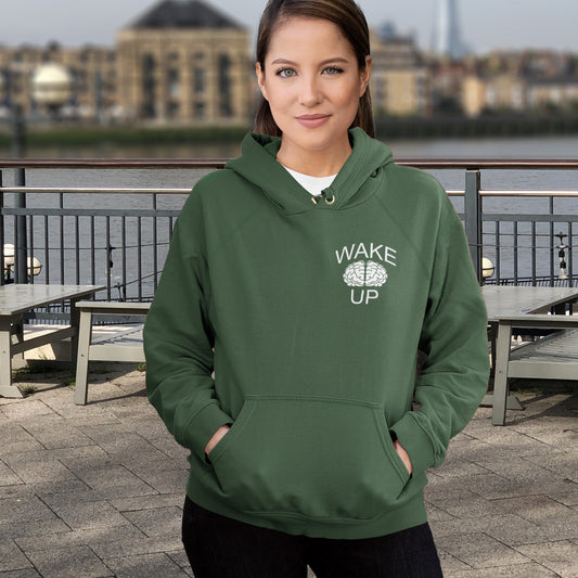 Keeping calm got us into this mess, it's time to wake up. Comfortable and practical. It's extra soft and has a convenient front pouch pocket. Made from organic cotton and recycled polyester, this social awareness hoodie is a great eco-friendly choice.