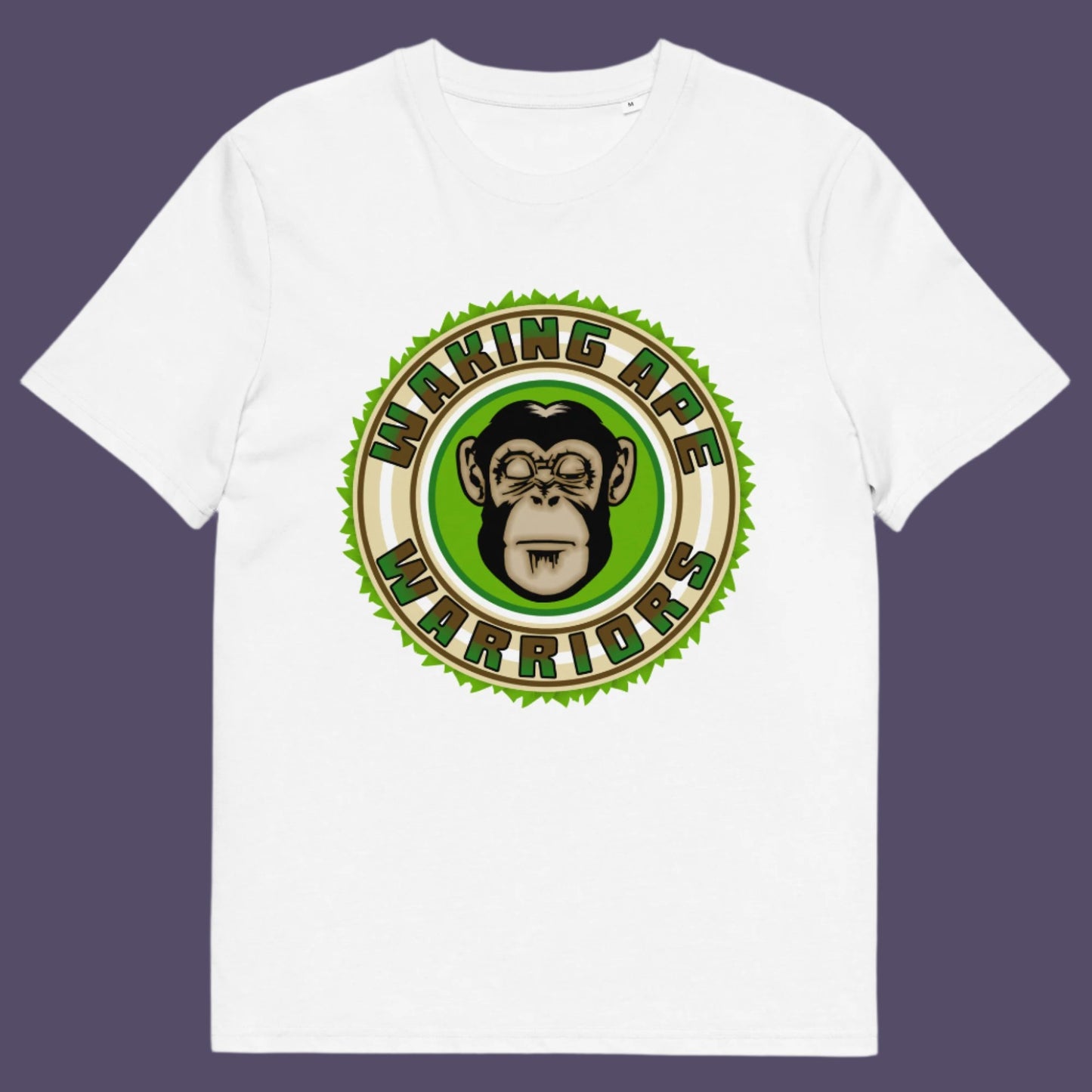 White t shirt. The message that comes with this original save the planet t shirt design is one of resistance to concrete jungles, processed food and plastic people. Ideal for anyone with environmental concern or any doubts about an A.I take over. Awaken your inner primate. Made from 100% organic ring-spun cotton, this save the Earth t shirt is unisex, high-quality, super comfy, and best of all, eco-friendly.