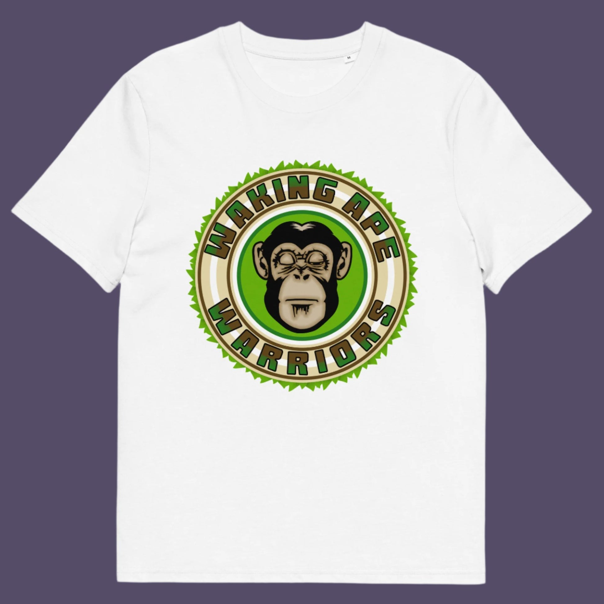 White t shirt. The message that comes with this original save the planet t shirt design is one of resistance to concrete jungles, processed food and plastic people. Ideal for anyone with environmental concern or any doubts about an A.I take over. Awaken your inner primate. Made from 100% organic ring-spun cotton, this save the Earth t shirt is unisex, high-quality, super comfy, and best of all, eco-friendly.