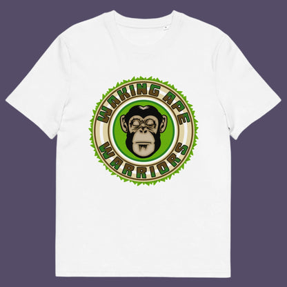 White t shirt. The message that comes with this original save the planet t shirt design is one of resistance to concrete jungles, processed food and plastic people. Ideal for anyone with environmental concern or any doubts about an A.I take over. Awaken your inner primate. Made from 100% organic ring-spun cotton, this save the Earth t shirt is unisex, high-quality, super comfy, and best of all, eco-friendly.