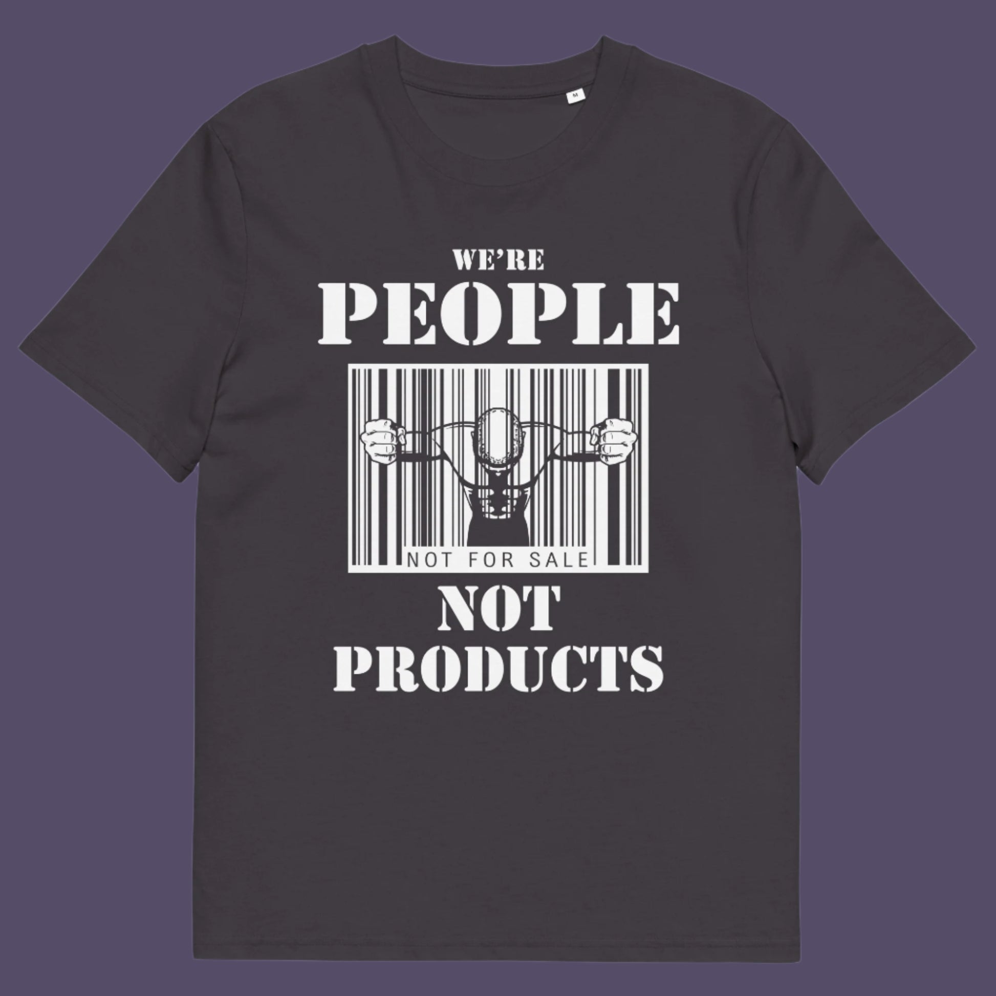 Anthracite t shirt. An anti capitalism t shirt highlighting the dehumanisation of people in a money obsessed society. A fantastic choice for any anti capitalism protest or to just create social awareness. Made from 100% organic ring-spun cotton, this anti consumerism t shit is unisex, high-quality, super comfy, and best of all, eco-friendly.