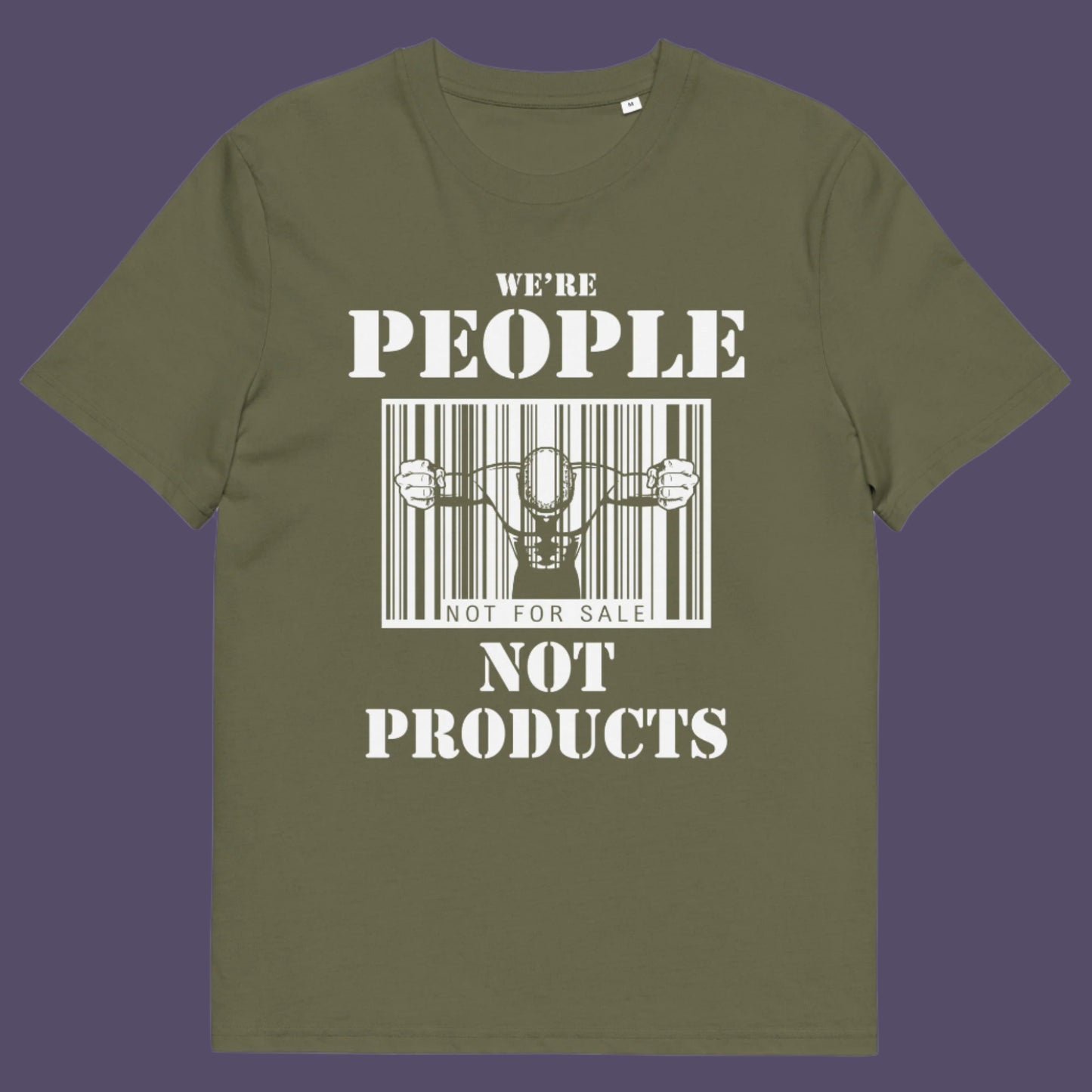 Khaki t shirt. An anti capitalism t shirt highlighting the dehumanisation of people in a money obsessed society. A fantastic choice for any anti capitalism protest or to just create social awareness. Made from 100% organic ring-spun cotton, this anti consumerism t shit is unisex, high-quality, super comfy, and best of all, eco-friendly.